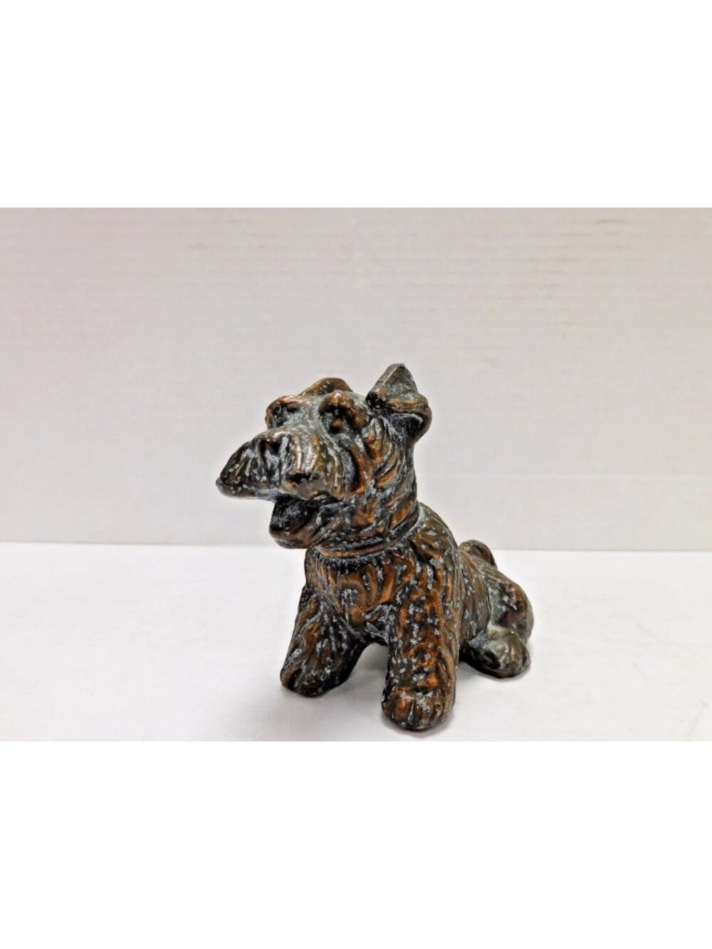 Vintage Solid Brass Bronze Tone Schnauzer Dog Figurine 3.50x 4.25" JC481